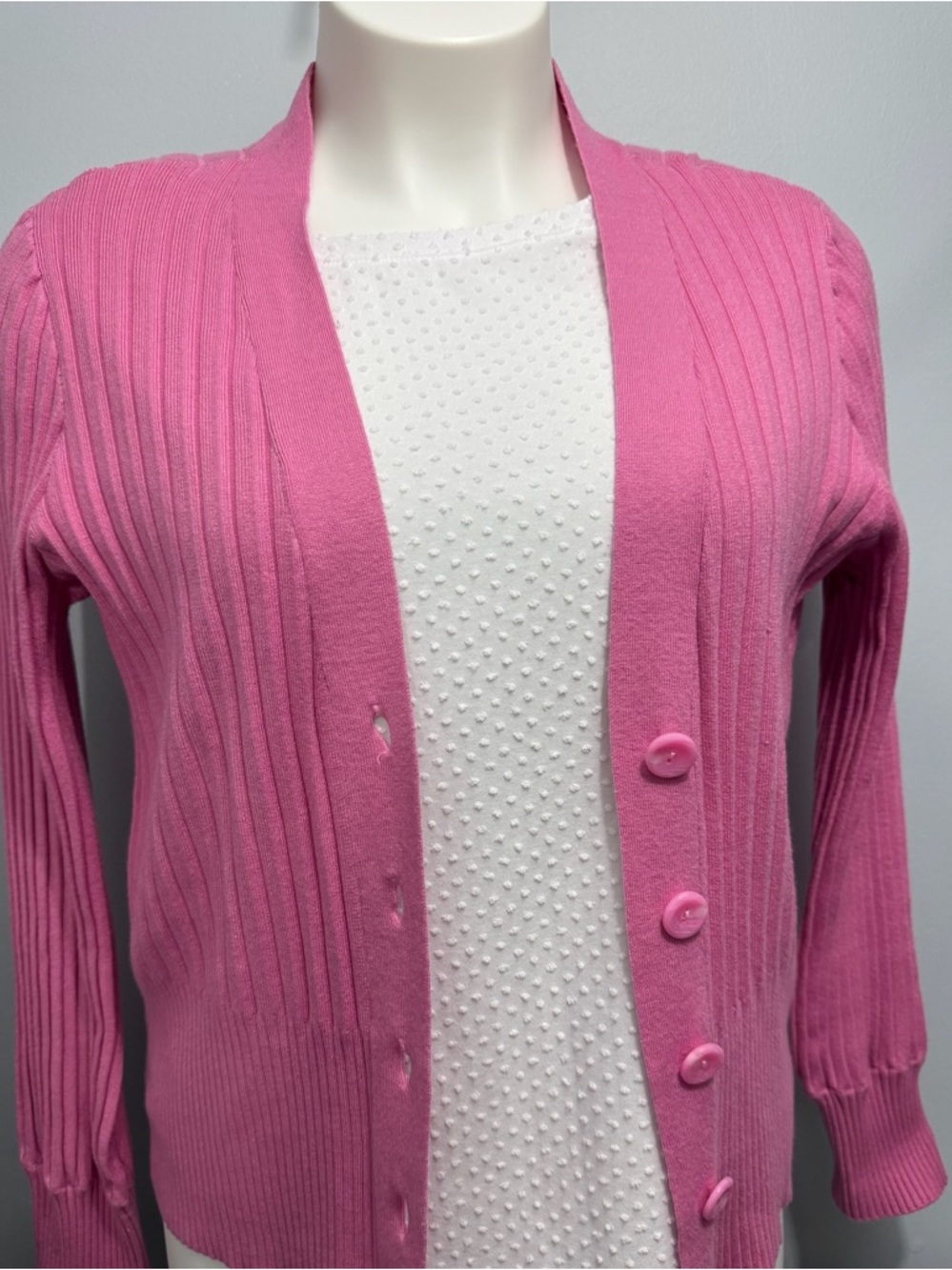 Cyrus Pink NWT Ribbed Button-Front Cardigan Size XL